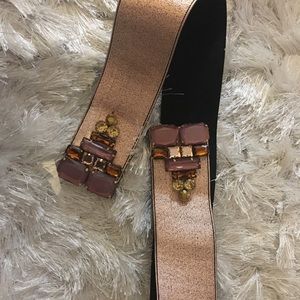 Anthropologie rose gold metallic jewel belt