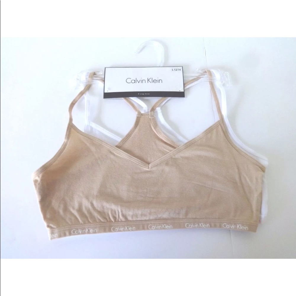 New 2 pack Calvin Klein Bras beige white L 12/14