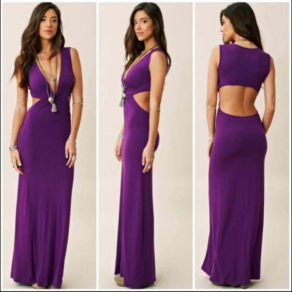 NWT Planet Blue Life Purple Cut Out Maxi Dress