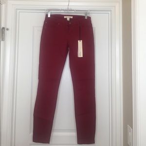 Berry colored skinny jeans