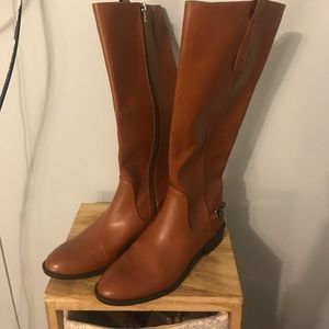 Camel color leather riding boots
