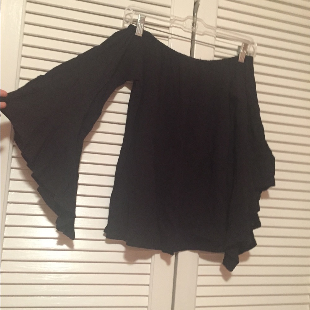 Black gauzey off the shoulder top
