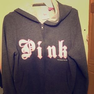 PINK, grey zip up!