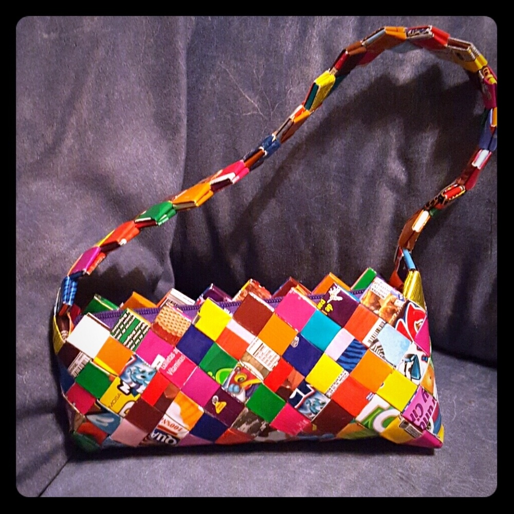 Colorful gum wrapper purse.