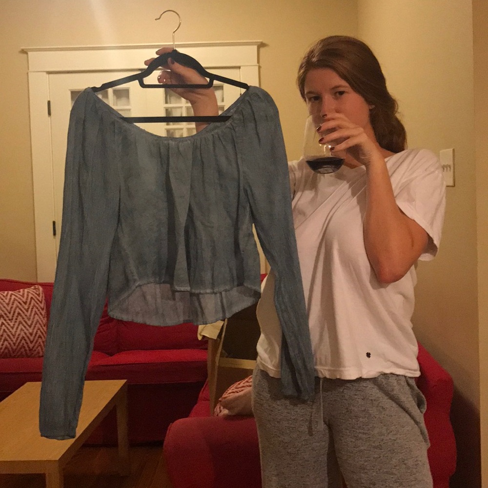 Blue chambray top