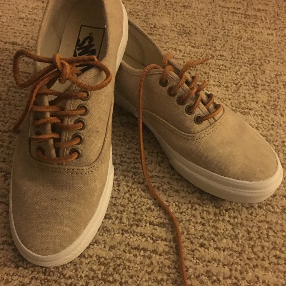 Vans tan lace up with brown laces