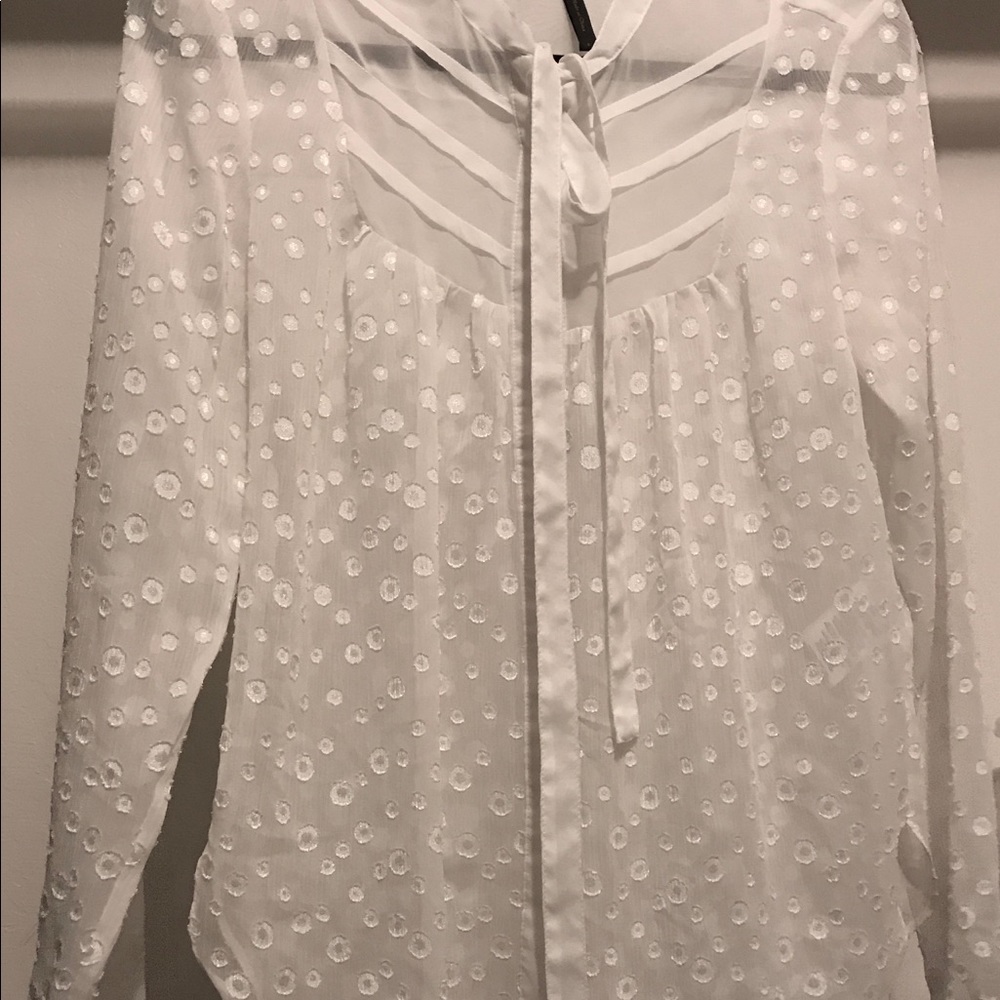 BCBG Silk, long sleeve blouse (off white)