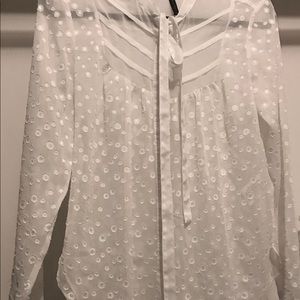 BCBG Silk, long sleeve blouse (off white)