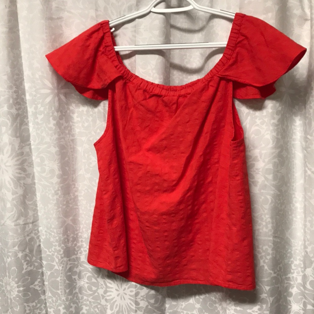 Red off-the-shoulder top