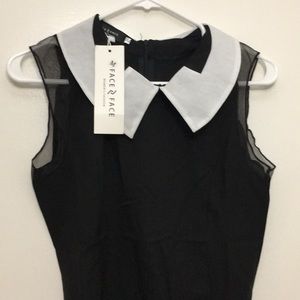 Peter Pan collar black and white blouse