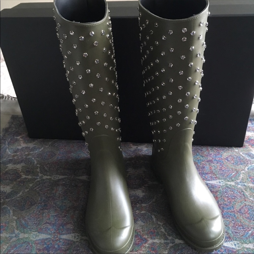 Auth Crystal Festival Saint Laurent Rain Boots