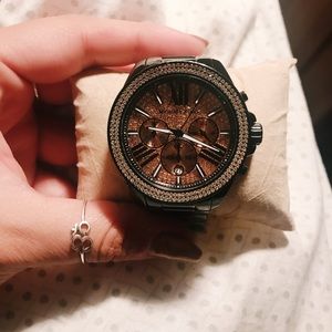 Black Michael Kors Watch 38mm Rose Gold Face