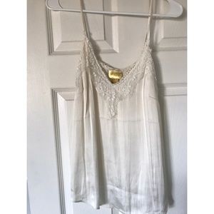 Ivory Satin Top with Lace