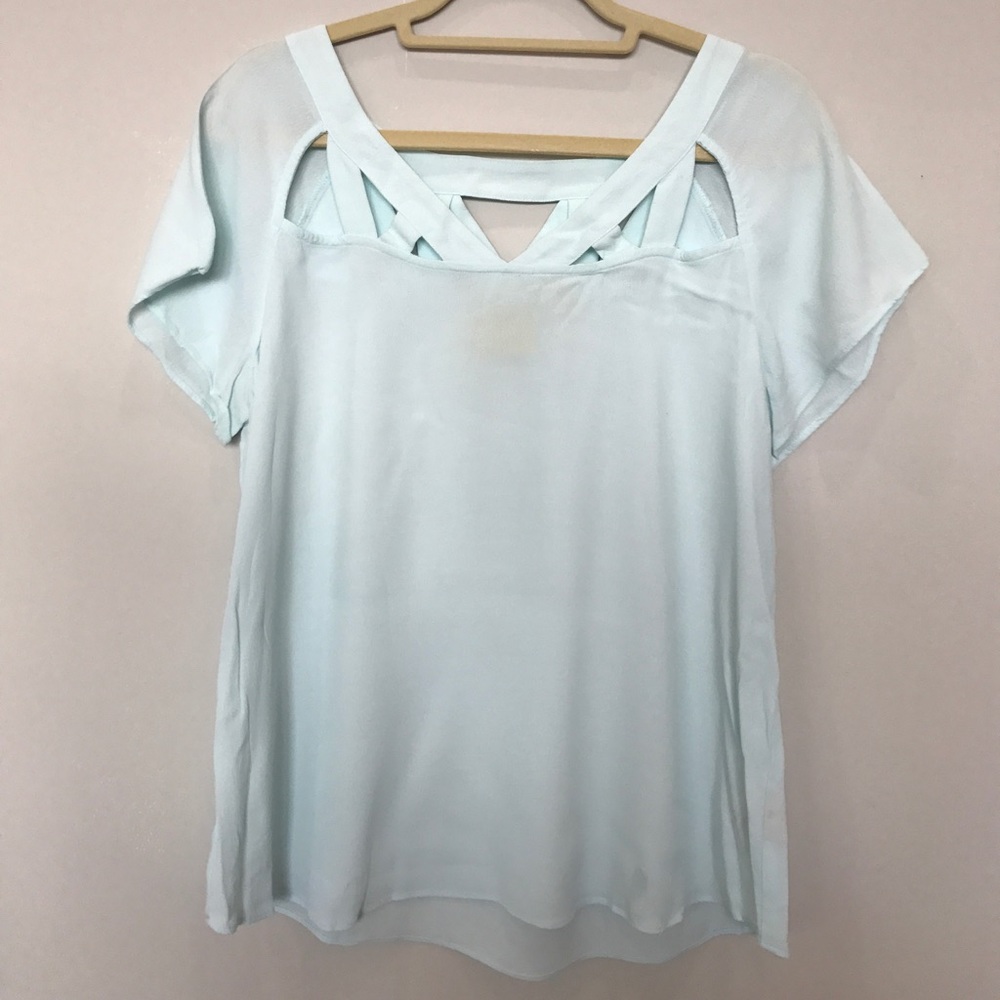 Anthropologie blue cut out blouse