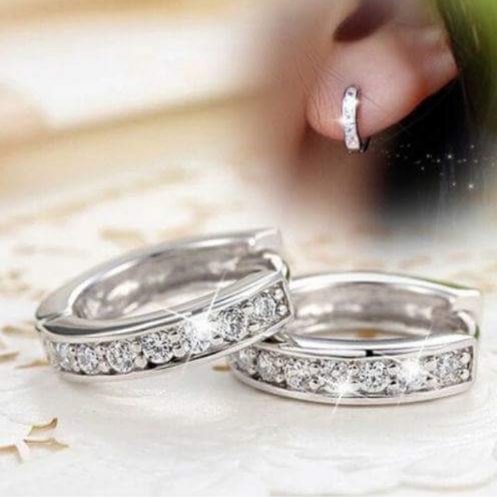 5💥 BEST SELLER White gold Filled hoop Earrings - Picture 4 of 5