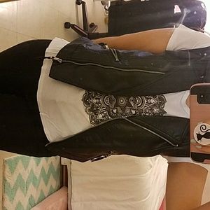 H&M Leather Blazer/Vest No Sleeves