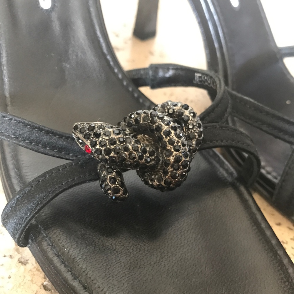 Donald J. Pliner black rhinestone snake heels