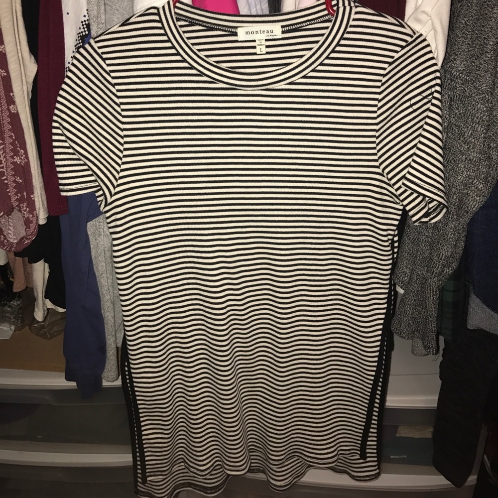 Blake and white striped shirt