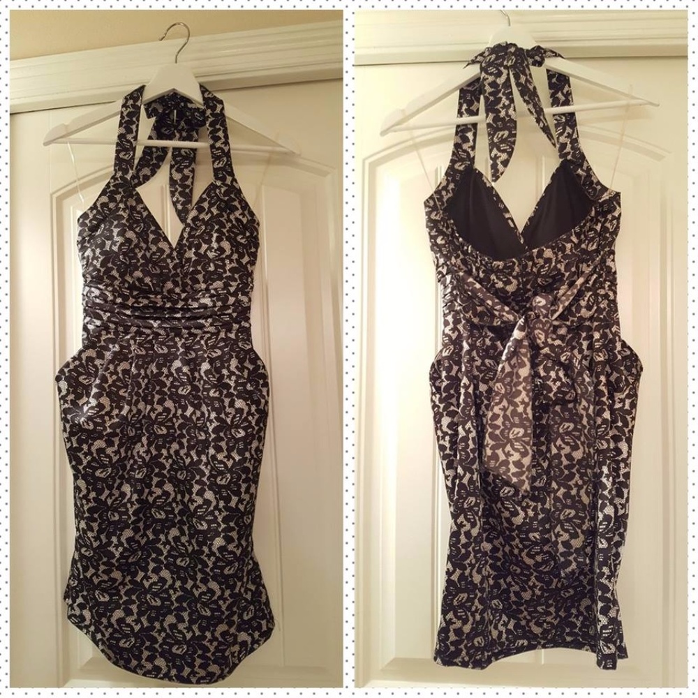 ⭐HP⭐Elegant RUBY ROX Black Floral Dress Halter - 7 - Picture 7 of 7