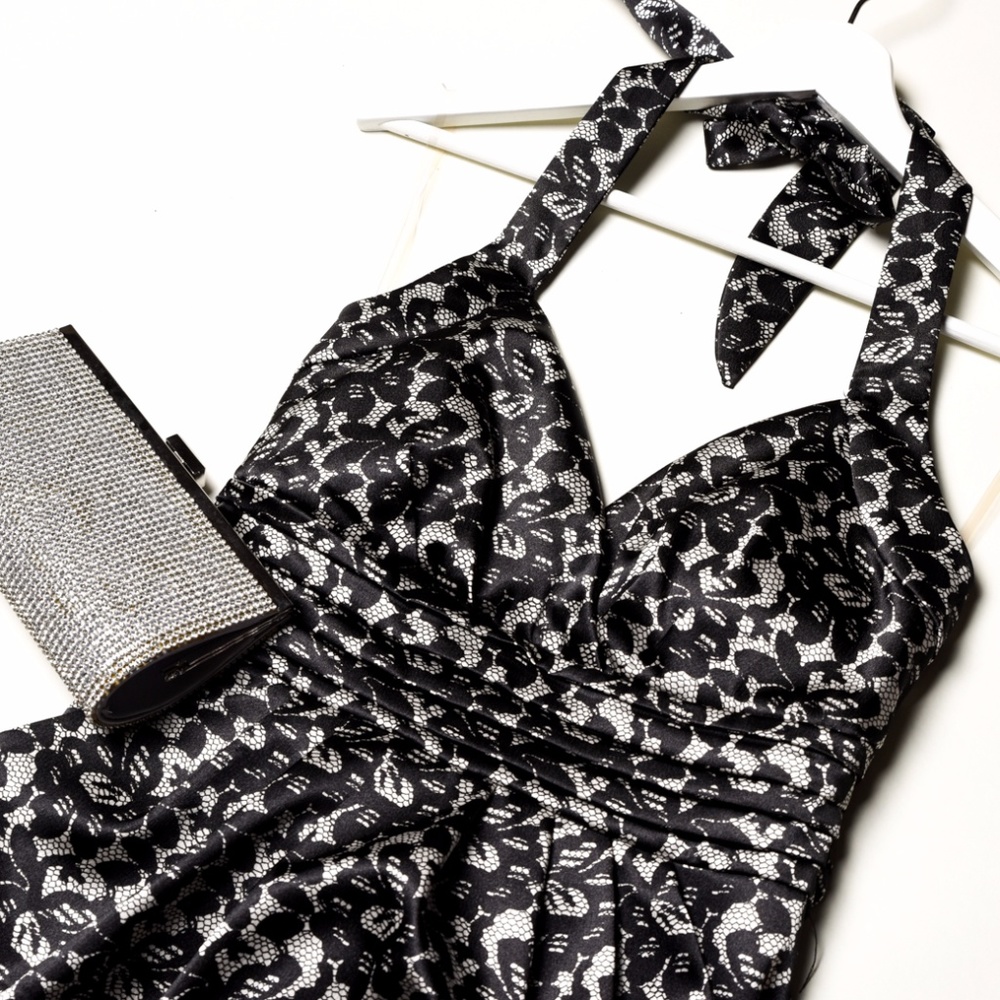 ⭐HP⭐Elegant RUBY ROX Black Floral Dress Halter - 7 - Picture 2 of 7