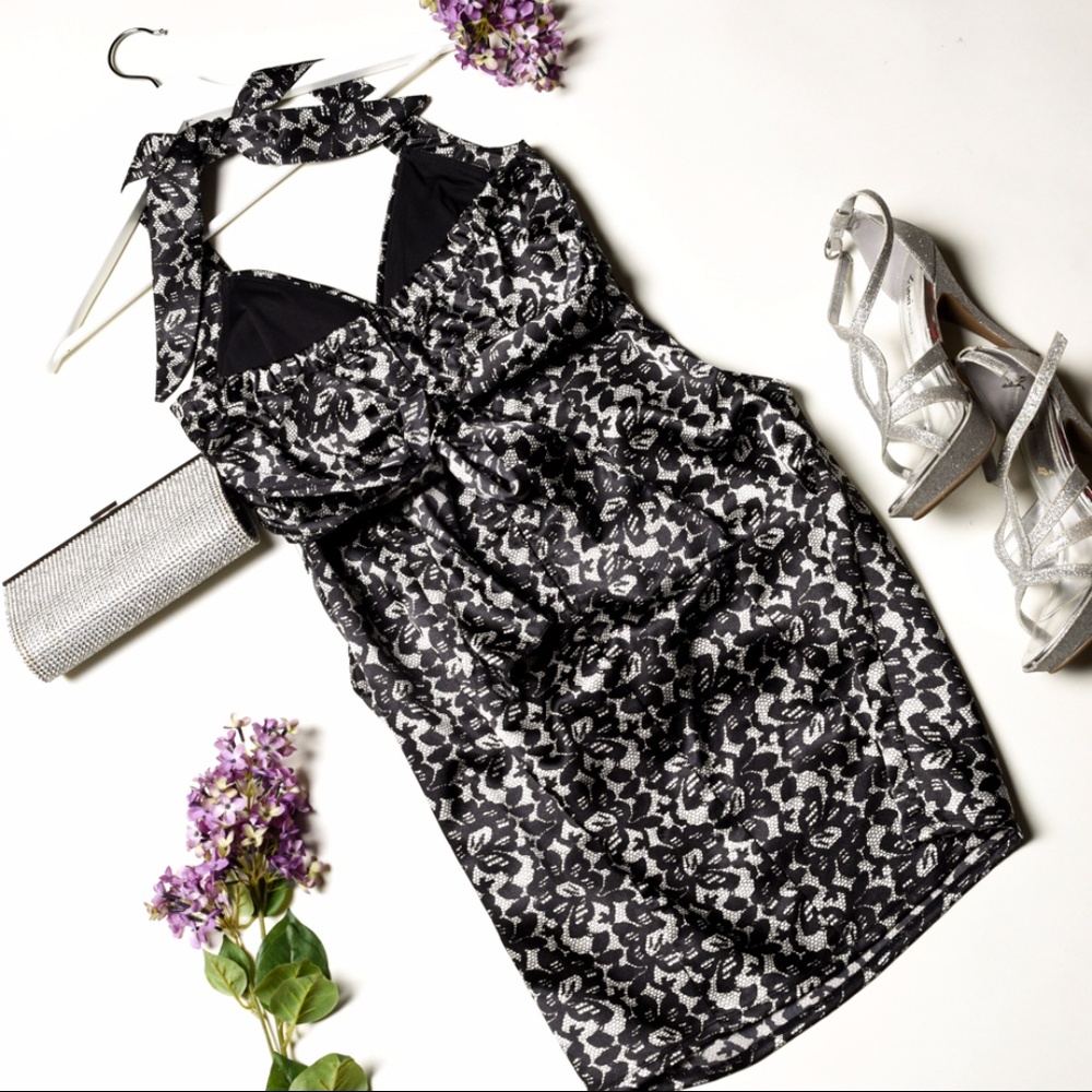 ⭐HP⭐Elegant RUBY ROX Black Floral Dress Halter - 7 - Picture 4 of 7