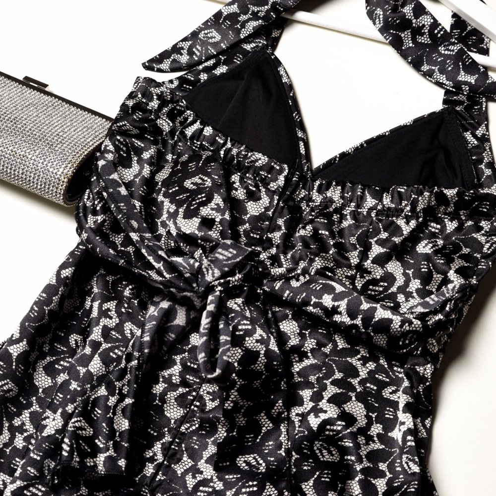 ⭐HP⭐Elegant RUBY ROX Black Floral Dress Halter - 7 - Picture 5 of 7