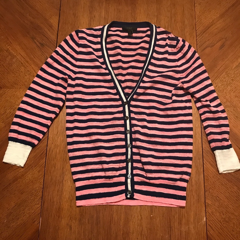 J. CREW Women's Pink Blue Sweater Cardigan