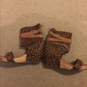 Cognac Animal Print Wedges