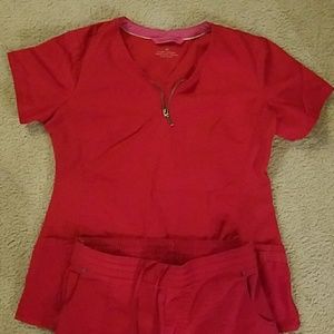 Beyond Red Scrub Set NWOT