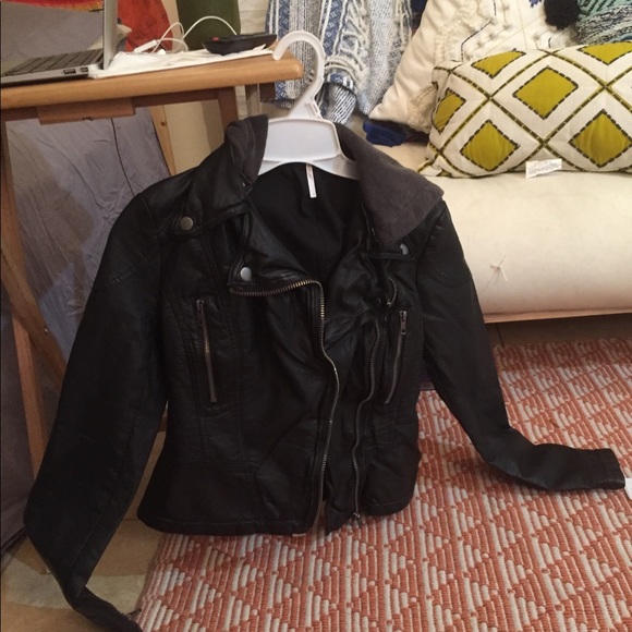 Free People Hooded Vegan Leather Jacket - Picture 8 of 8