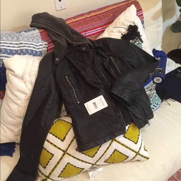 Free People Hooded Vegan Leather Jacket - Picture 7 of 8