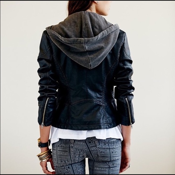 Free People Hooded Vegan Leather Jacket - Picture 6 of 8