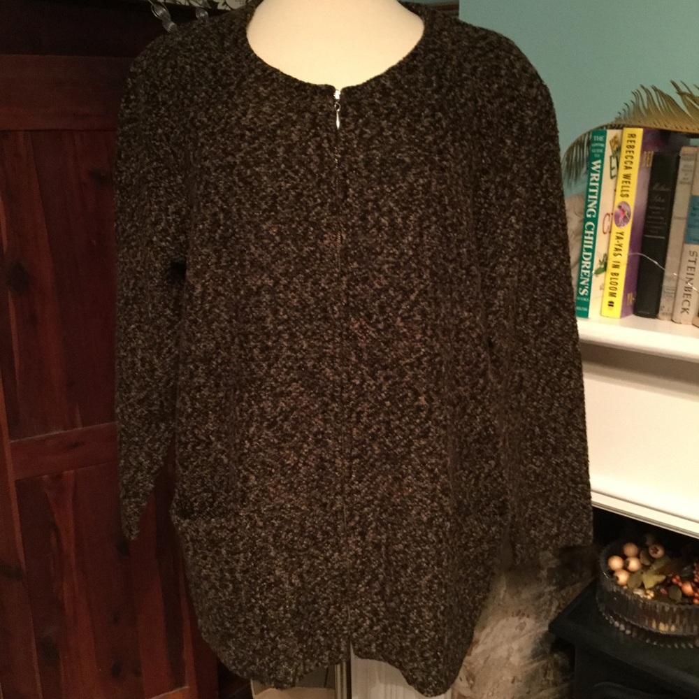 EUC Boucle Knit zip front Cardi SZ 3X (G-5)