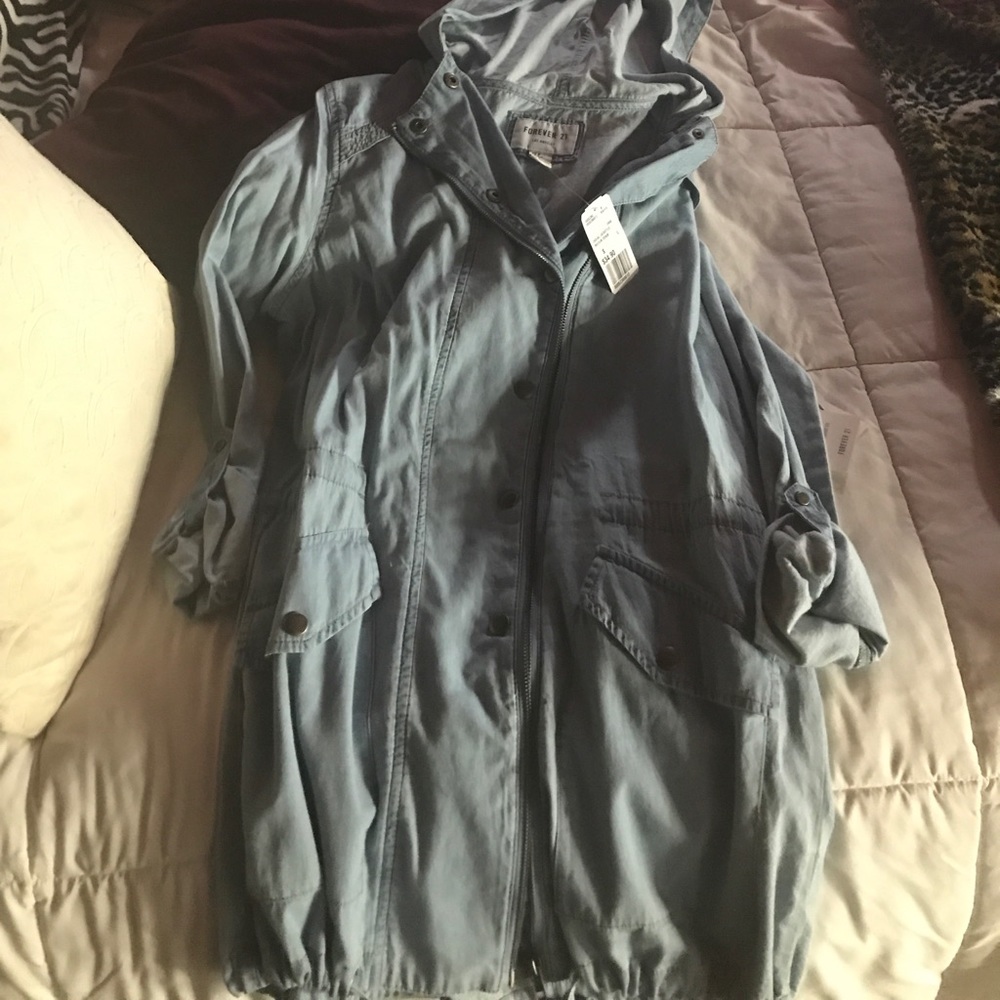 Jean jacket with a hood