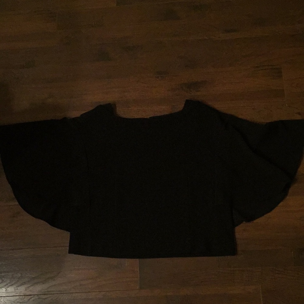 Black Flutter Sleeve Top - Anthropologie-Eri+Ali