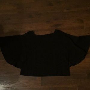 Black Flutter Sleeve Top - Anthropologie-Eri+Ali