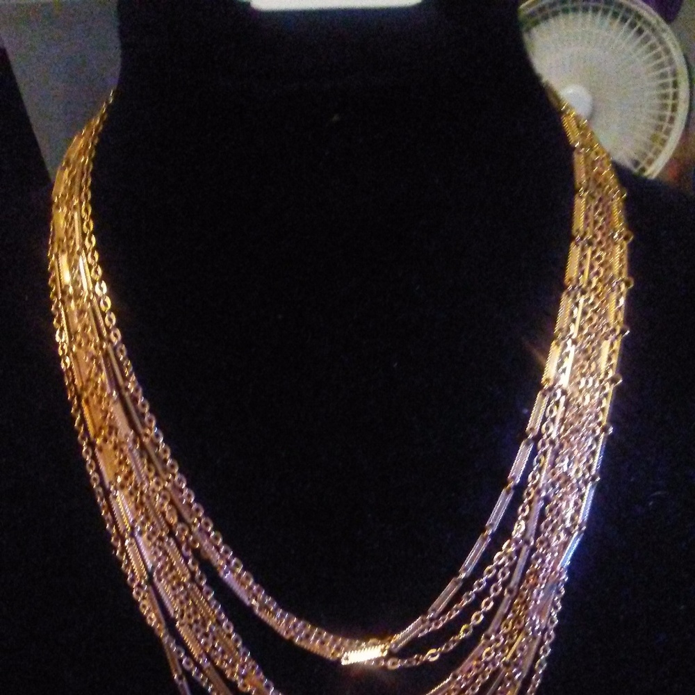 Sarah Coventry Multi Strand Gold Tone Necklace