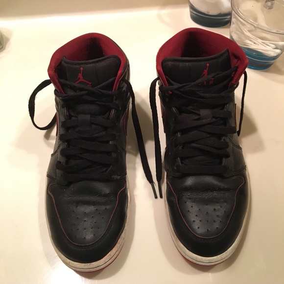 Jordan Other - Air Jordan 1 Mid Black/Black-White-Gym Red