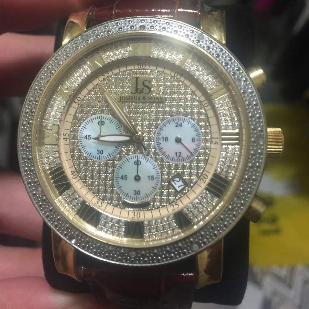Joshua & Sons Men's Watch gold brown large face
