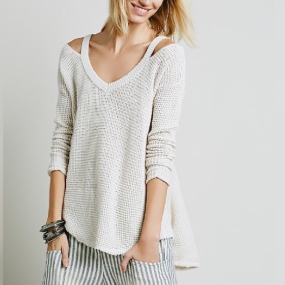 Moonshine SWEATER Ivory Waffle Knit Thermal  Tunic - Picture 2 of 4