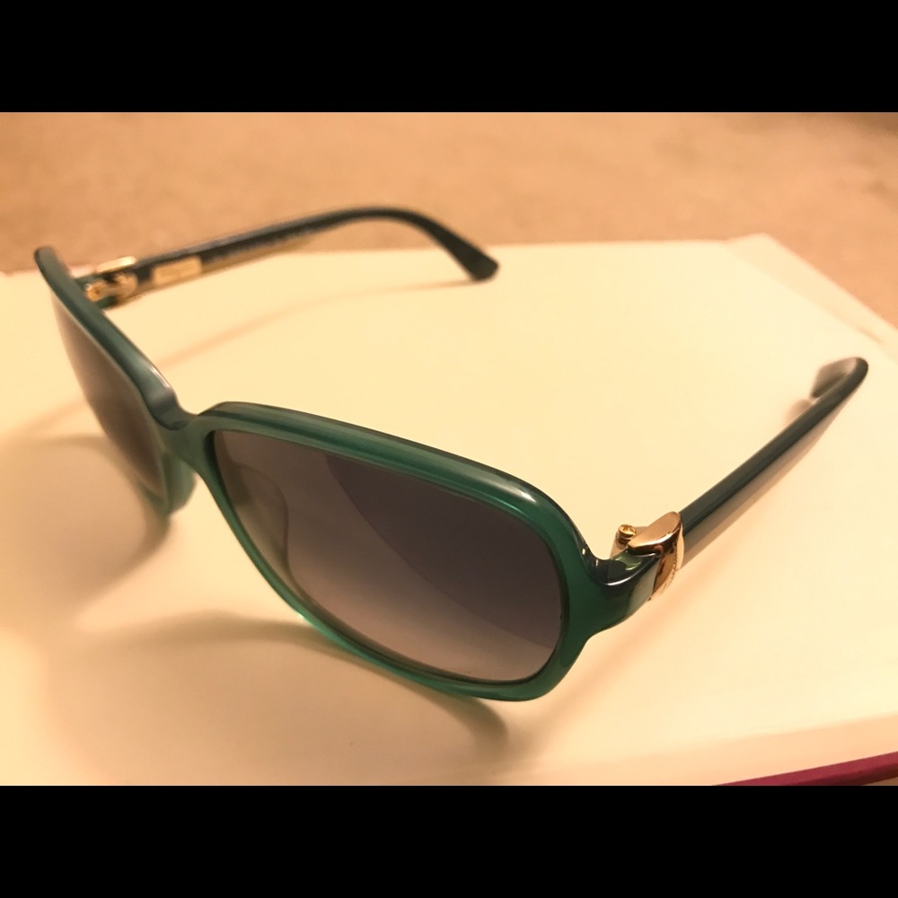Ferragamo Teal/Cream/Gold Sunglasses