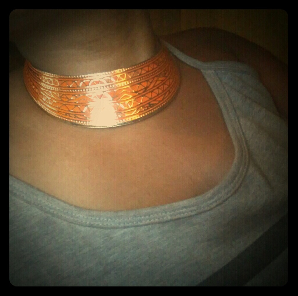 Tribal etched cuff necklace