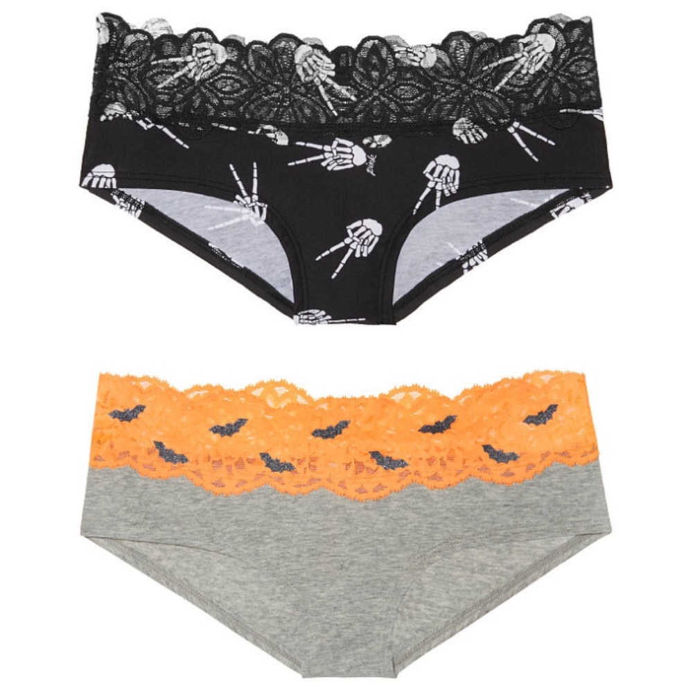 (M) VS PINK Halloween Lace Trim Hipster Panty Set