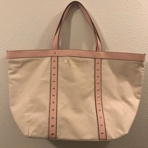 NWOT Victoria's Secret Large Cream/Pink Tote