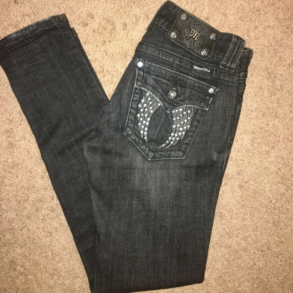 🔥Miss Me Black Skinny Jeans Wing Detail
