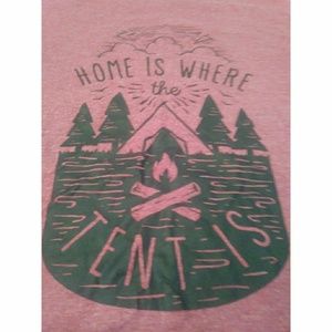 S "Home Is Where the Tent Is" Camping Tee Shirt