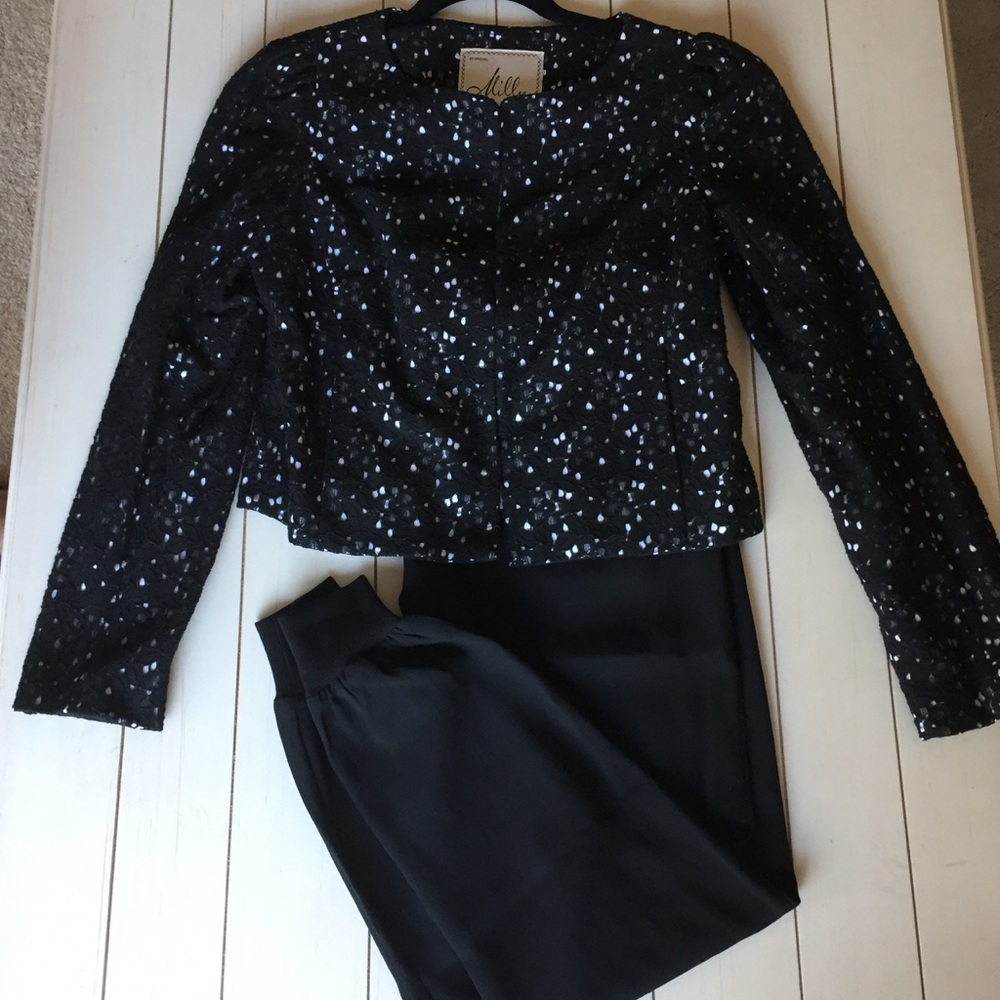 Milly Jacket- Black Cotton Lace w/ White backing