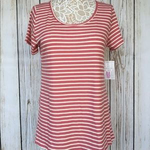 Lularoe Medium classic T ribbed with pink stripes!