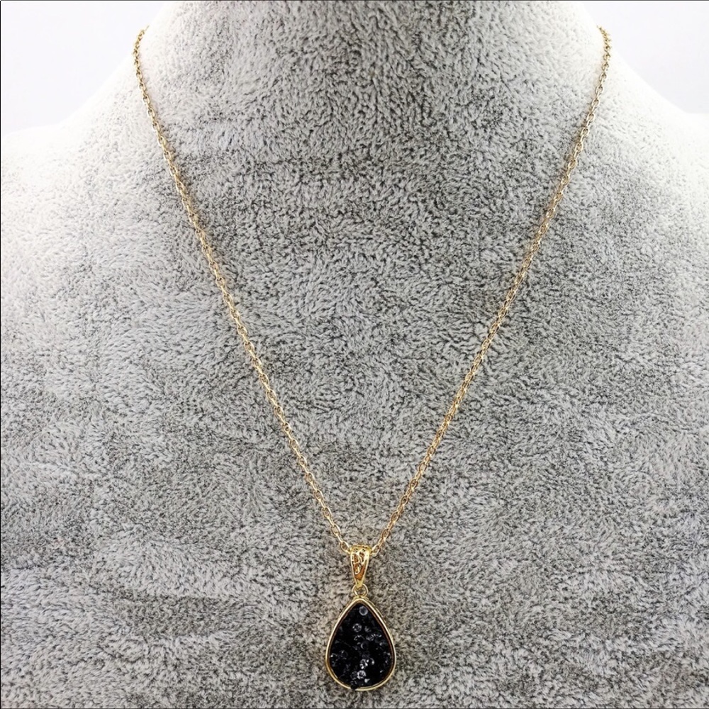 Black Druzy Necklace