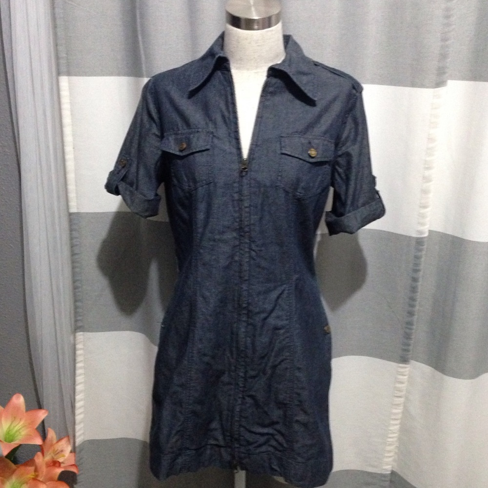 NY and Company Jean Zip Front Dress with Pockets